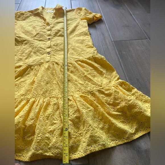 Untuckit For Her Yellow Eyelet 100% Cotton Yellow Color Collared Dress In S10 - Picture 9 of 11